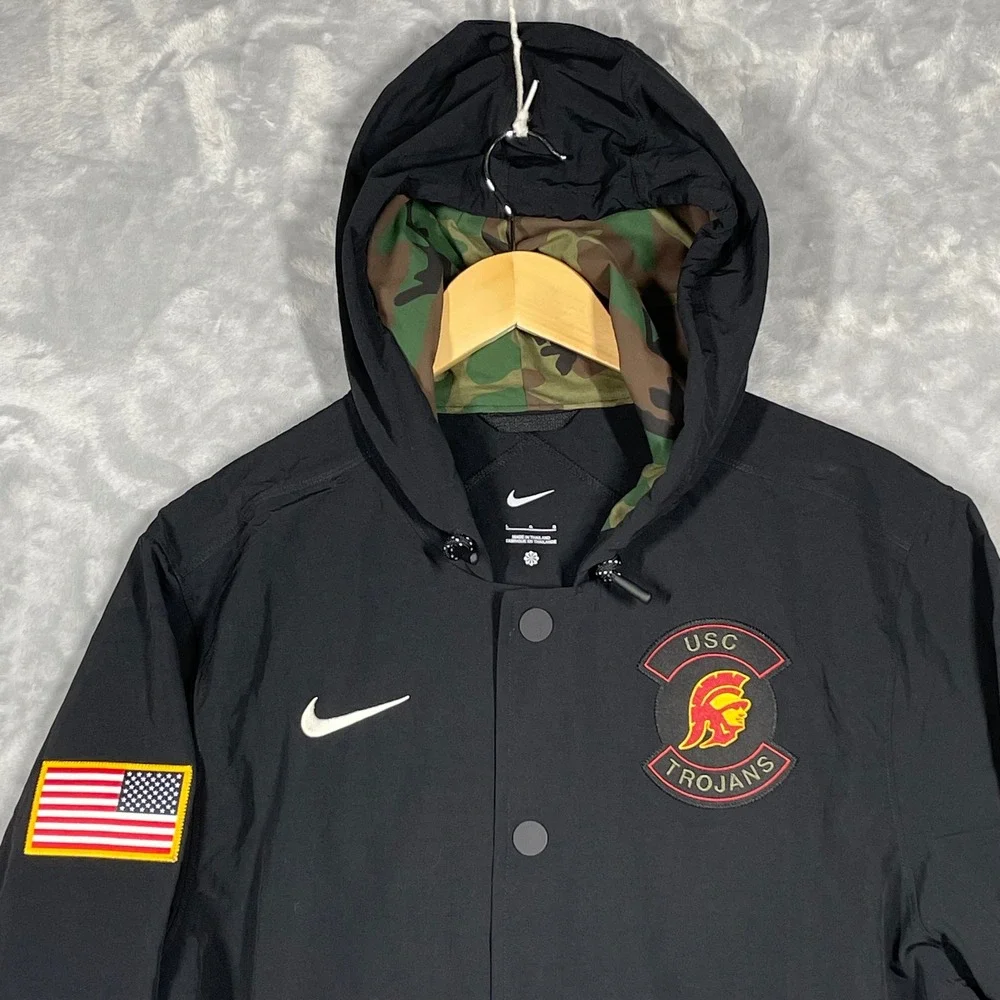 Nike USC Trojans Salute To Service On Field Full Snap Jacket Mens L Black NWOT